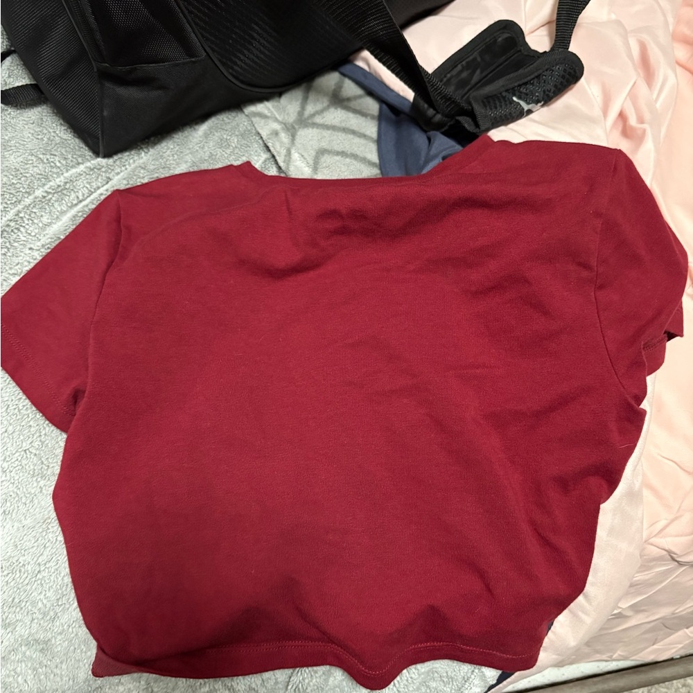 Red cropped shirt